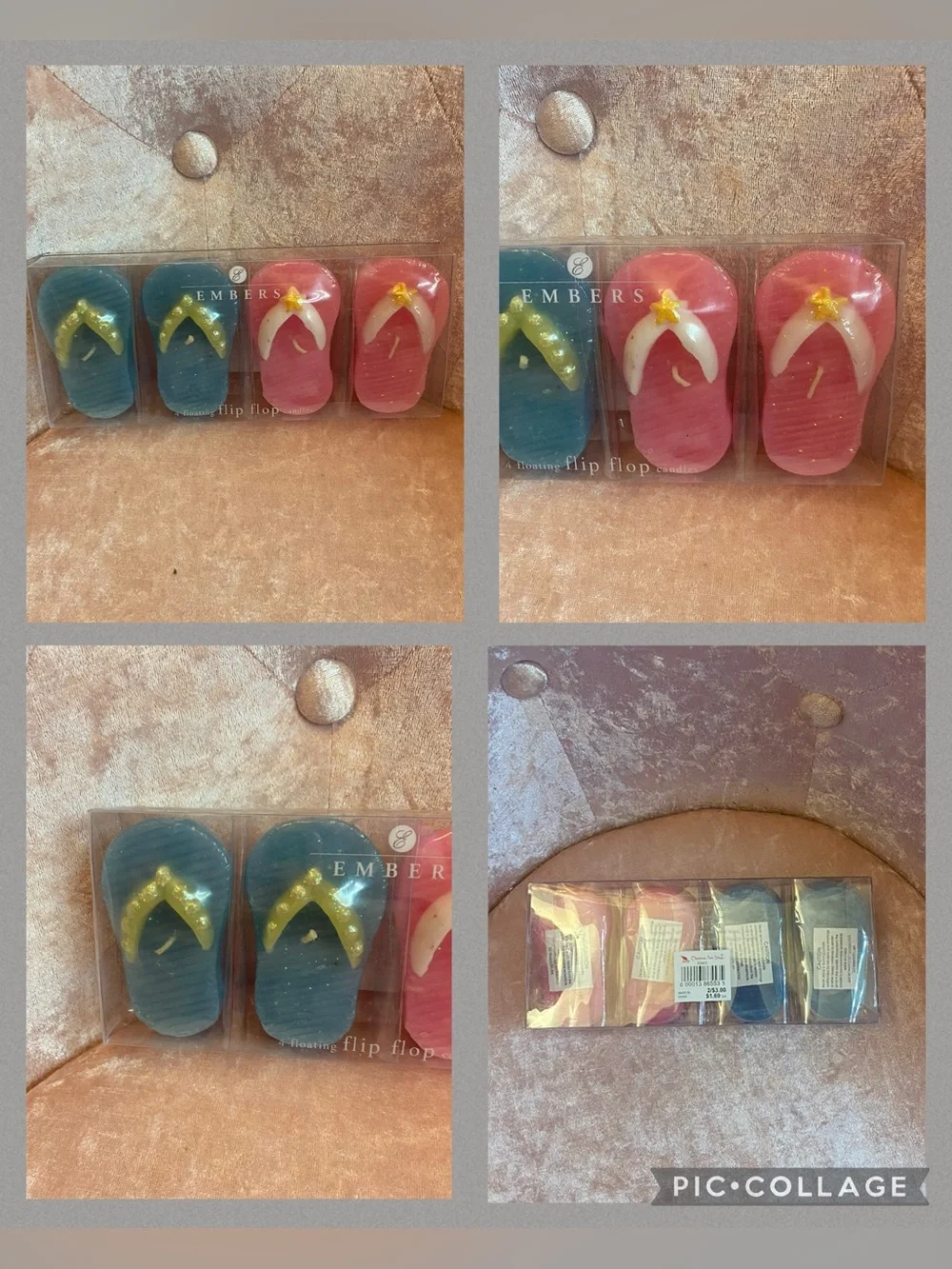 Floating Flip Flop Candles - Pink and Blue